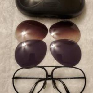 Porsche Design Sunglasses, Black on Black Fram and Lens, Aviator Style